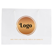 Gold Logos & Custom Text Business Company Markenbe Große Geschenktüte (Rückseite)