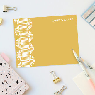 Gold Lombard Wavy Lines Modern Stationery Card Mitteilungskarte