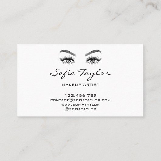 Gold Long Lashes Erweiterung Makeup Künstlerkarte Visitenkarte (Rückseite)