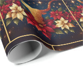 Gold Longhorn Steer mit Poinsettias Weihnachten Geschenkpapier (Rolleneckpunkt)