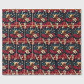 Gold Longhorn Steer mit Poinsettias Weihnachten Geschenkpapier (Flach)