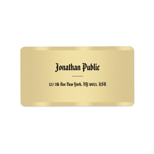 Gold Look Classic Text Elegante Vorlage Adressaufkleber (Vorne)