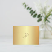 Gold Look Elegant Calligraphed Monogram Modern Visitenkarte (Stehend Vorderseite)