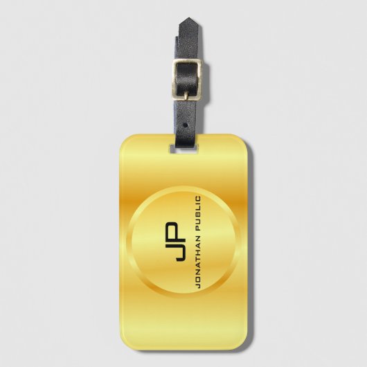 Gold Look Elegante moderne Monogram Vorlage Gepäckanhänger (Vorderseite Vertikal)