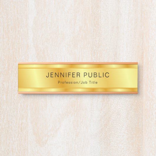 Gold Look Elegante moderne Personalisierte Vorlage Türschild (Vorderseite )