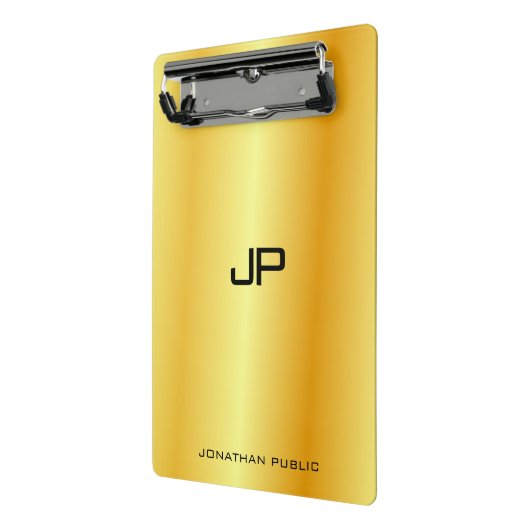 Gold Look Elegante Monogram Moderne Vorlage Custom Mini Klemmbrett (Gewinkelt2)