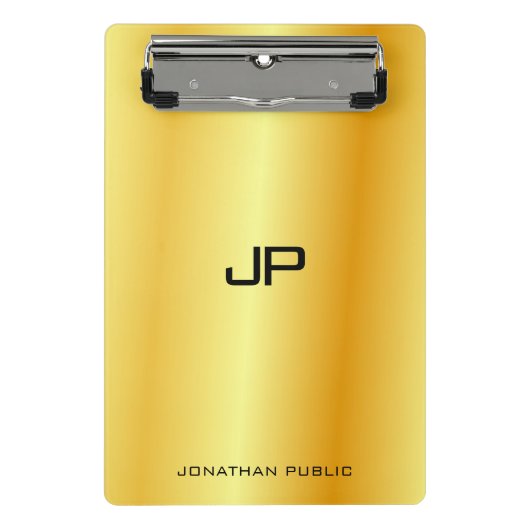 Gold Look Elegante Monogram Moderne Vorlage Custom Mini Klemmbrett (Vorderseite)