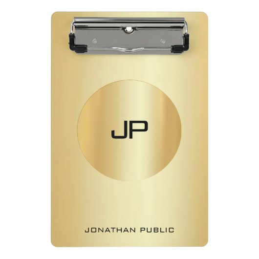 Gold Look Elegante Monogram Moderne Vorlage Mini Klemmbrett (Vorderseite)