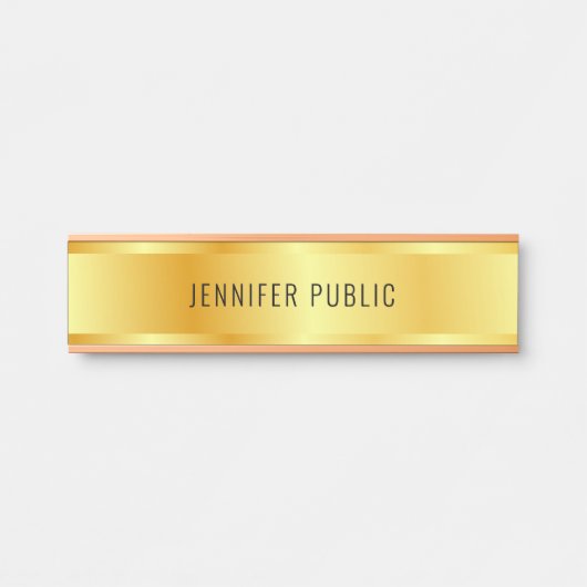 Gold Look Elegante Rose Gold Moderne Vorlage Türschild (Vorderseite )