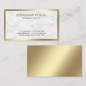 Gold Look Eleganter weißer Marmor Moderne Vorlage Visitenkarte (Vorne/Hinten)