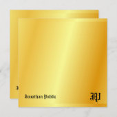 Gold Look Handgeschriebenes Monogramm Mitteilungskarte (Vorne/Hinten)