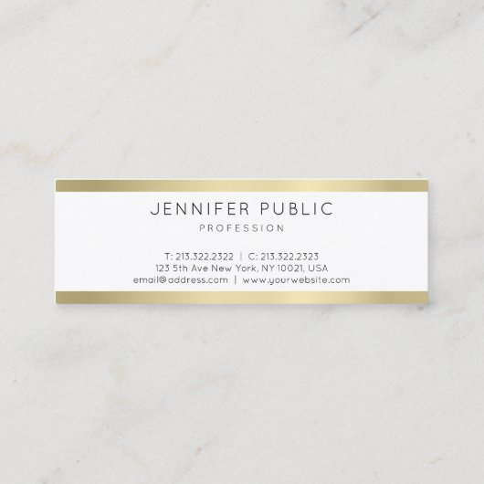 Gold Look Minimalistisch Schlicht Beruflich Mini Visitenkarte (Rückseite)