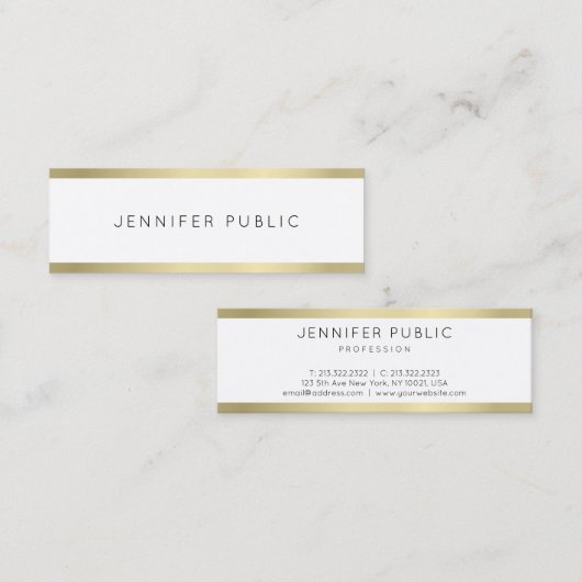 Gold Look Minimalistisch Schlicht Beruflich Mini Visitenkarte (Vorne/Hinten)