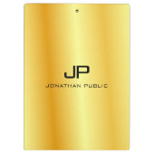 Gold Look Mit Monogramm Elegant Template Klemmbrett (Rückseite)