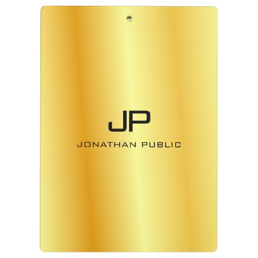 Gold Look Mit Monogramm Elegant Template Klemmbrett (Rückseite)