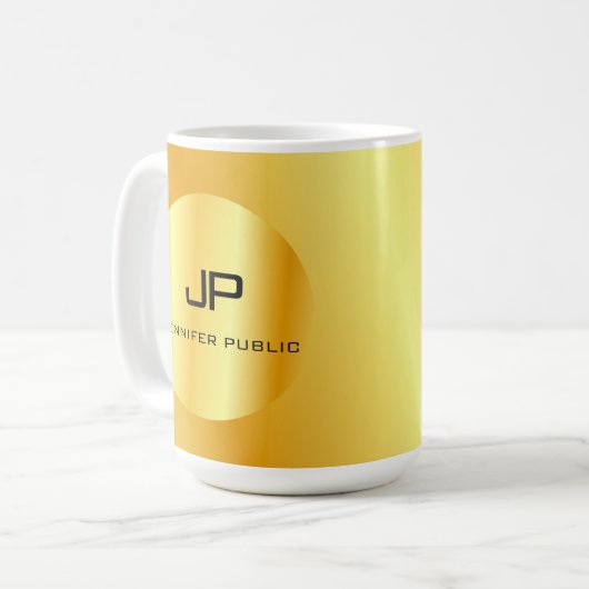 Gold Look Mit Monogramm Template Elegant Kaffeetasse (Vorderseite Links)