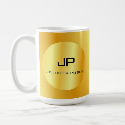 Gold Look Mit Monogramm Template Elegant Kaffeetasse (Links)