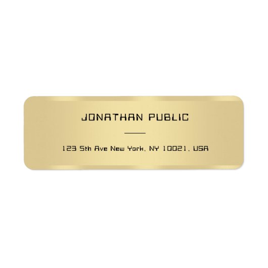 Gold Look Modern Simple Template Rücksendeadresse (Vorne)