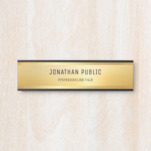Gold Look Moderne, ausgeklügelte trendige Vorlage Türschild (Vorderseite )