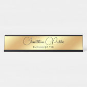 Gold Look Moderne Elegant Template Typografie Schreibtischnamensplakette (Vorderseite )