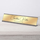 Gold Look Moderne Elegant Template Typografie Schreibtischnamensplakette (Vorderseite )
