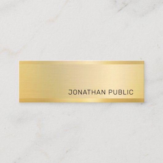 Gold Look Moderne elegante minimalistische Vorlage Mini Visitenkarte (Vorderseite)