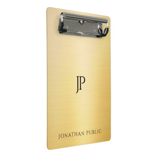 Gold Look Moderne elegante Monogram Minimalistisch Mini Klemmbrett (Schrägansicht)