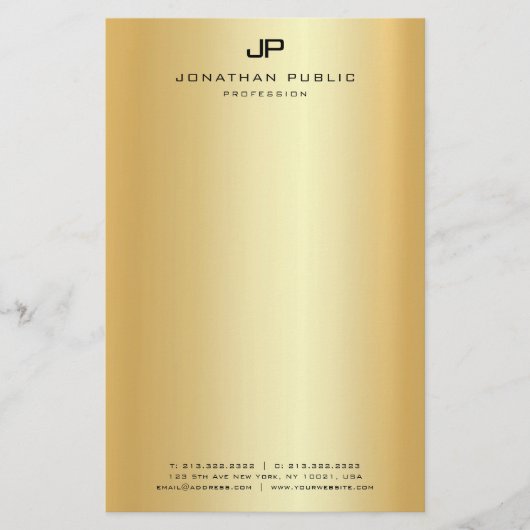 Gold Look Moderne elegante Monogram Vorlage Briefpapier (Vorderseite)