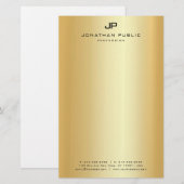 Gold Look Moderne elegante Monogram Vorlage Briefpapier (Vorne/Hinten)