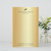 Gold Look Moderne elegante Monogram Vorlage Briefpapier (Stehend Vorderseite)