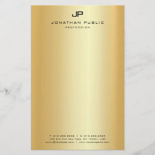 Gold Look Moderne elegante Monogramm-Vorlage Briefpapier
