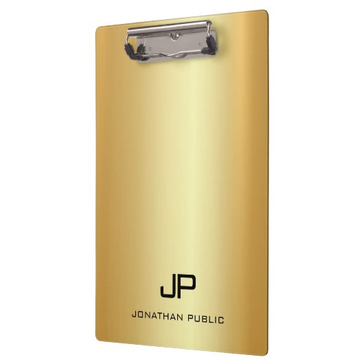 Gold Look Moderne Mit Monogramm Vorlage Elegant Klemmbrett (Links)