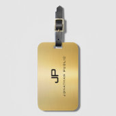 Gold Look Moderne Monogram Vorlage glamourös Gepäckanhänger (Vorderseite Vertikal)