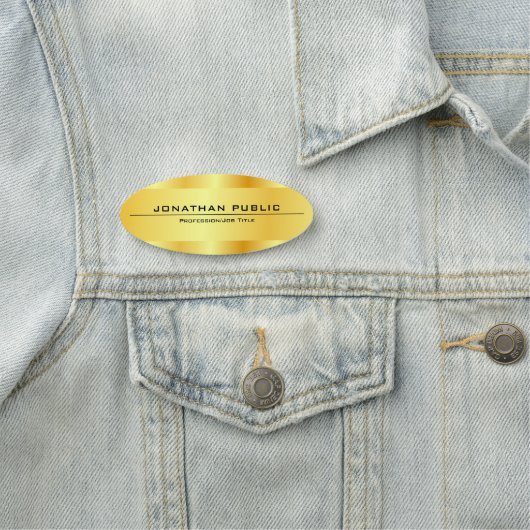 Gold Look Modernes Glam Template Oval Namensschild (Beispiel)