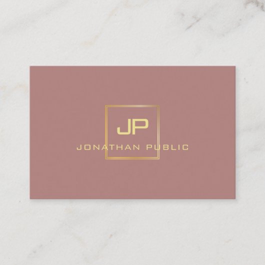 Gold Look Monogram Beruflich Moderne Eleganz Visitenkarte (Vorderseite)