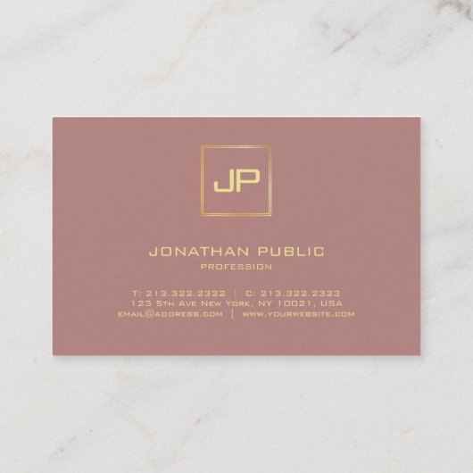 Gold Look Monogram Beruflich Moderne Eleganz Visitenkarte (Rückseite)