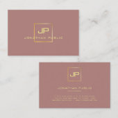 Gold Look Monogram Beruflich Moderne Eleganz Visitenkarte (Vorne/Hinten)