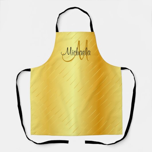 Gold Look Monogram Trendy Elegant Template Schürze (Vorderseite)