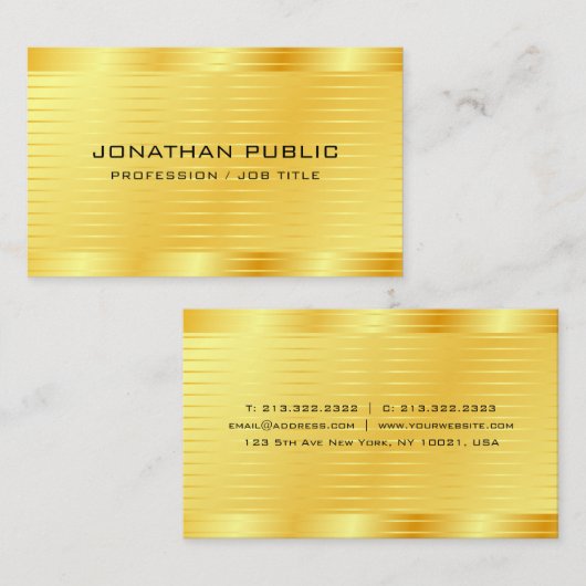 Gold Look Premium Silk Finish Moderne Elegant Visitenkarte (Vorne/Hinten)