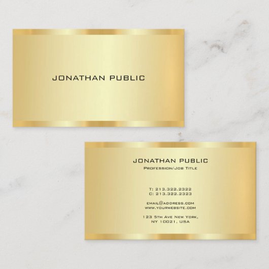 Gold Look Professional Elegant Create Your Own Visitenkarte (Vorne/Hinten)