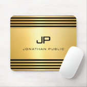 Gold Look Schwarz Moderne Elegant Mit Monogramm Mousepad (Mit Mouse)