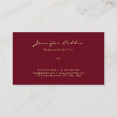 Gold Look Script Template Luxus Premium Linen Visitenkarte (Rückseite)