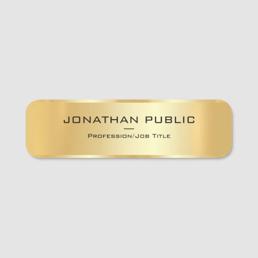 Gold-Look-Sicherheitsnadel oder magnetischer Namen Namensschild (Vorderseite)