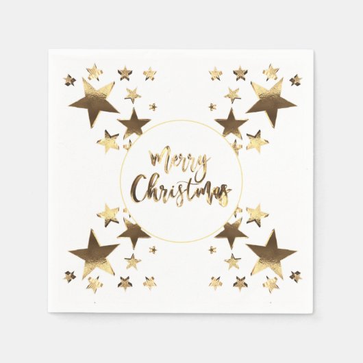 Gold Look Sterne Muster Elegant Frohe Weihnachten Serviette (Vorderseite)