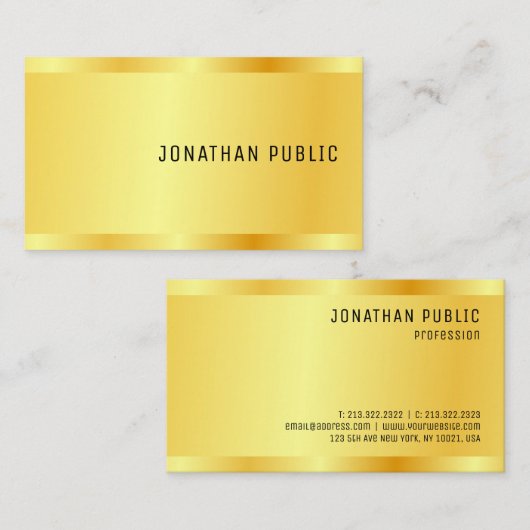 Gold Look Template Beruflich Moderne Elegant Visitenkarte (Vorne/Hinten)