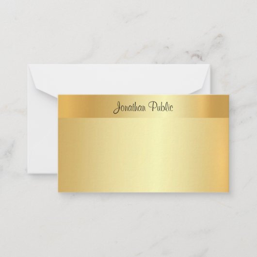 Gold Look Template Calligraphy Script Name Elegant Mitteilungskarte (Vorderseite)