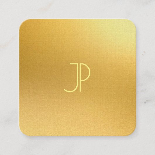 Gold Look Template Elegant Mit Monogramm luxuriös Quadratische Visitenkarte (Vorderseite)