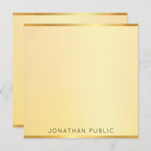 Gold Look Template Moderne Elegant Mit Monogramm Mitteilungskarte (Vorne/Hinten)