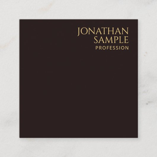 Gold Look Text Moderne Elegante Schwarze Velvet Quadratische Visitenkarte (Vorderseite)