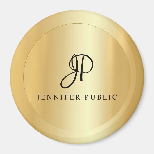 Gold Look Trendy Template Monogram Modern Large Magnet (Vorne)